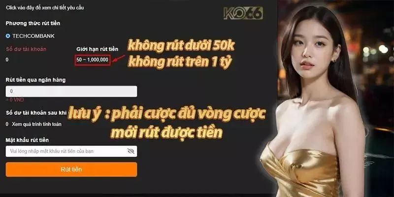 Điều kiện khi rút tiền tại KO66 mà các thành viên cần biết